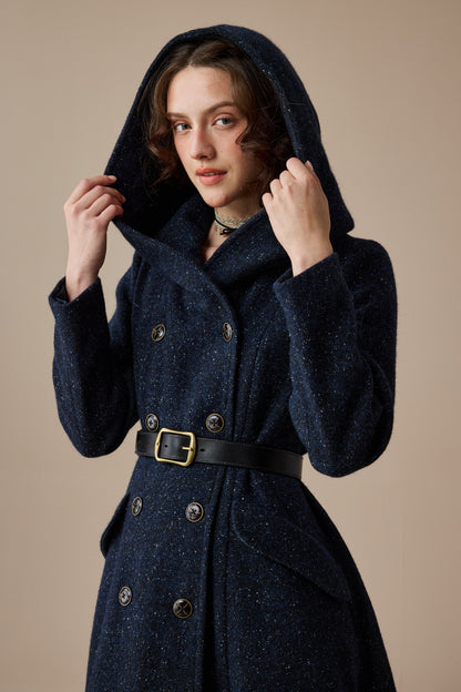 Trista 24 | 100% twill wool hooded coat
