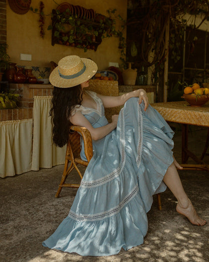 Cherry Tree 25 | Lace Linen flared dress