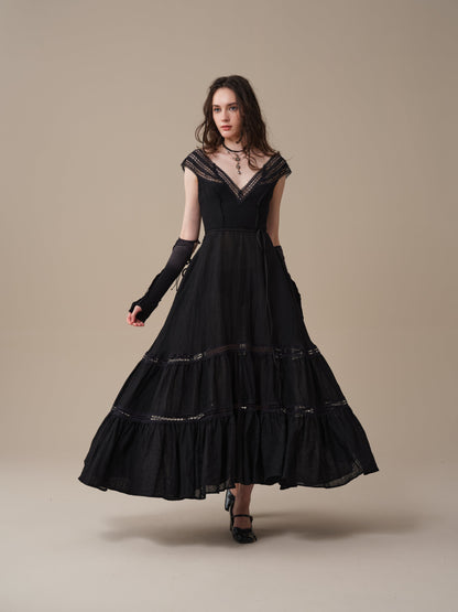 Cherry Tree 25 | Lace Linen flared dress