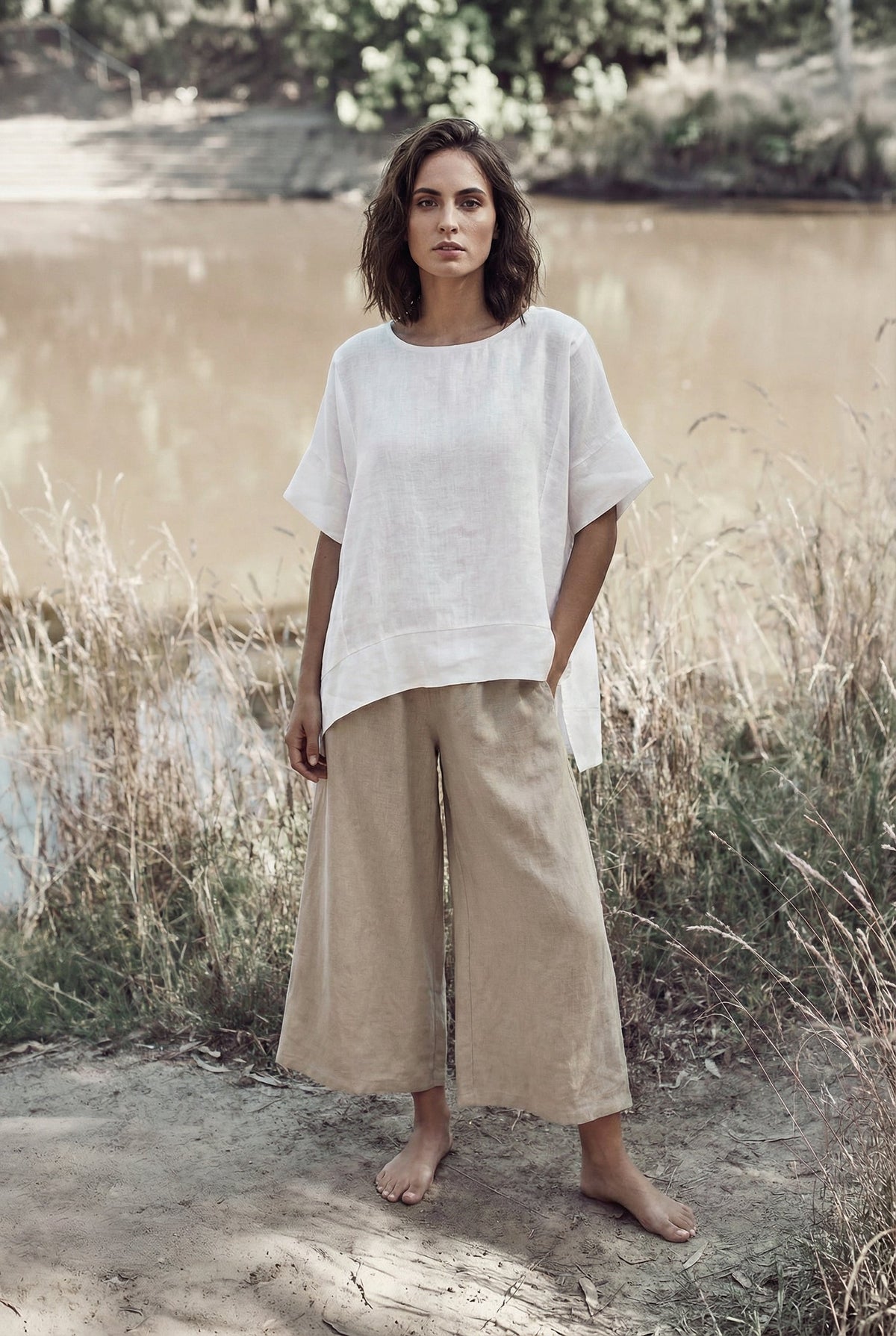 Oversized Boxy Linen Tunic Top