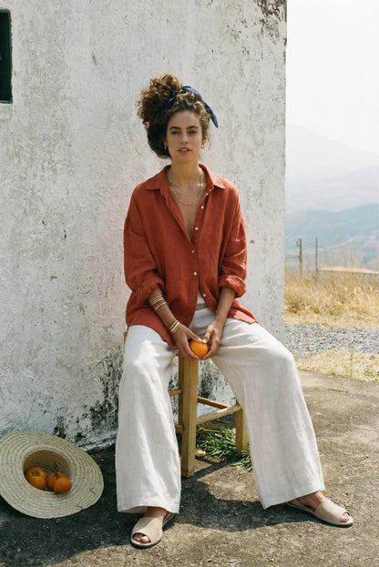 Oversized Long Sleeve Linen Shirt - SOFIJA