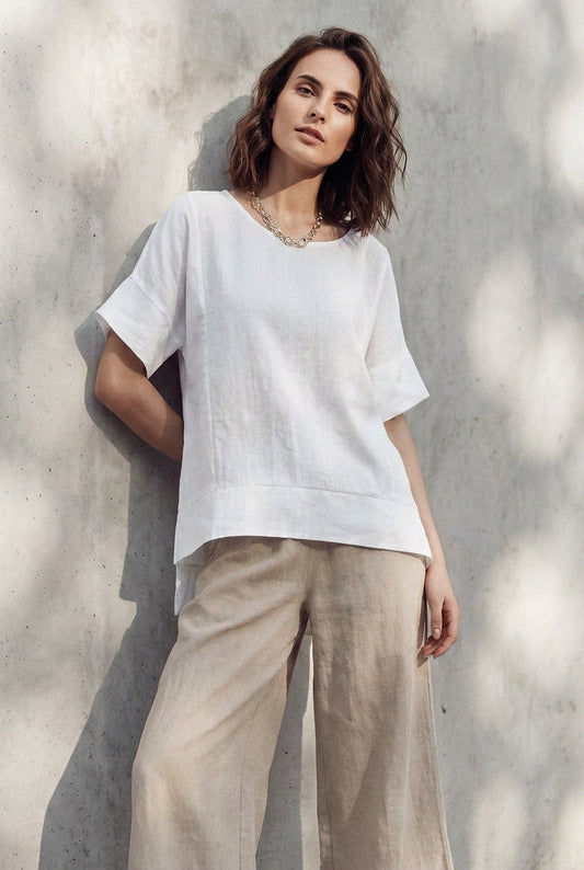 Oversized Boxy Linen Tunic Top